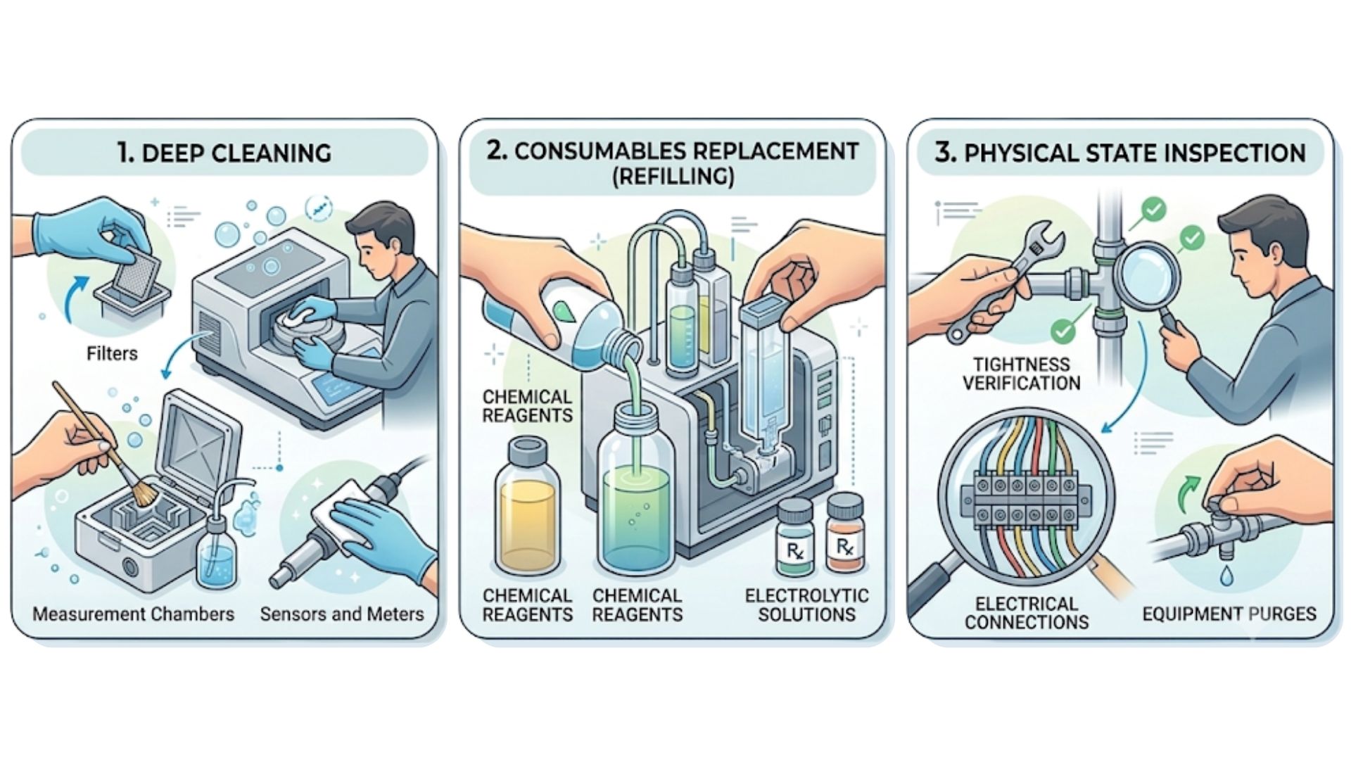 Water maintenance and calibration Infographic